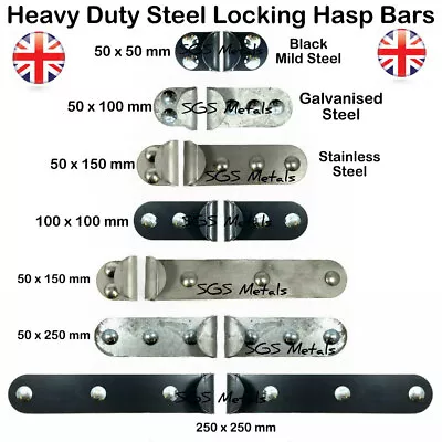 Security Locking Hasp Shed Garage Door Lock Bar Heavy Duty STAINLESS STEEL • £23.47