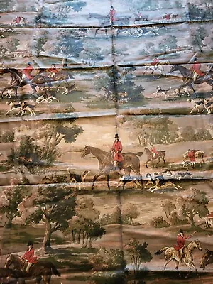 Vintage Fabric. 1988 Fox Hunt Equestrian/Horse Themed Fabric. Over 2 Yards • $40