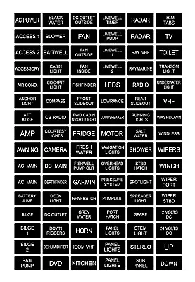 96 Black / White Boat Marine Electric Dash Panel Switch Label Sticker Decal Pack • $10.95