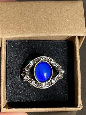 Antique Style Silver Plated Oval Eye Mood Ring Size 7 + Gift Box + Color Chart • $9.99