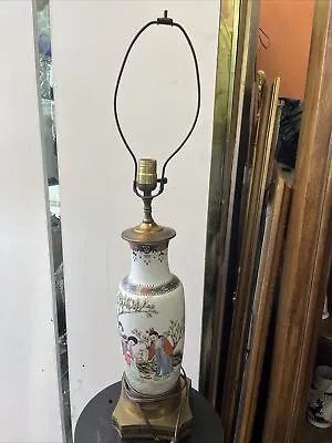 Vintage Antique Chinese   Asian First Republic Porcelain Urn Vase Lamp • $175