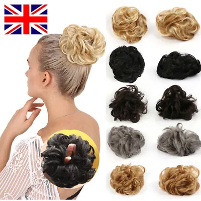 6  Curly Messy Bun Hair Piece Bobble Scrunchie Fake As Human Hair Extensions UK • £4.39