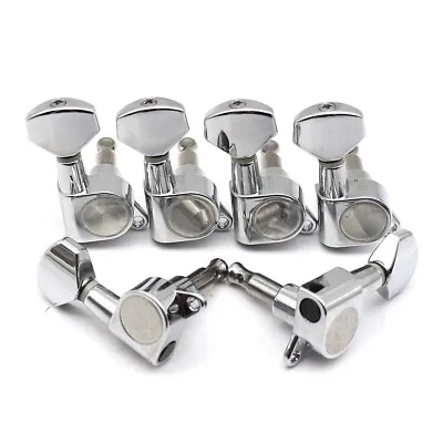 JIN-HO J07 6 Inline Sealed Housing GuitarTuning Pegs Tuners Machine Heads Silver • $38.76