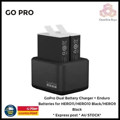 GoPro Dual Battery Charger + Enduro Batteries For HERO11/HERO10 Black/HERO9 Blac • $75