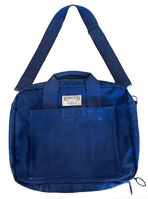 $39 • Buy Vintage Lands’ End Square Rigger Navy Canvas Briefcase Messenger Duffel Bag