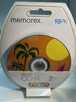 1 Memorex CD-R 10 Pack Beach Theme Recordable 52X 700MB 80Min Sealed Blank Media • $10.23