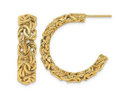 18K Yellow Gold Byzantine Hoop Post Earrings • $995