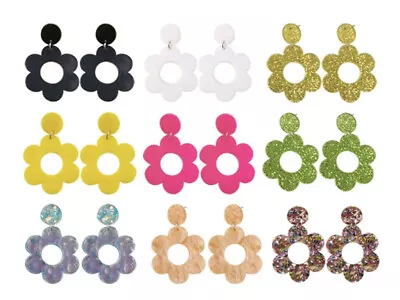 Vintage Retro FLOWER POWER Earrings 1960s 70s Daisy Flower Choose Colour • £4.50