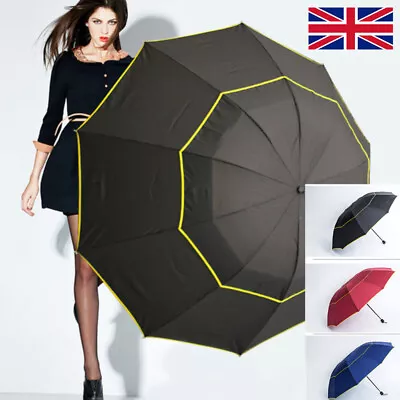 Large Golf Umbrella Double Canopy Vented Windproof Stormproof Golf Umbrella UK • £10.99