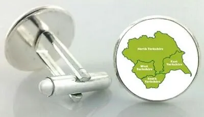 Yorkshire Counties Map Cufflinks Shirt West East South North Yorks County Dales • £8.49