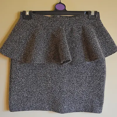 £9.99 • Buy Topshop Women's Grey Fleck Peplum Skirt - UK 8 - Pencil Fitted Pink Tweed Zip