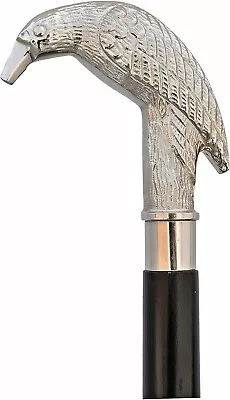 Nautical Silver Crow Handle Black Wooden Walking Foldable Cane 38 Inch Man Gift • $33