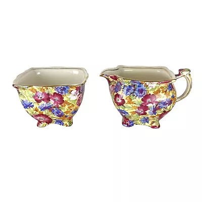 Royal Winton Royalty Grimwades Open Sugar Creamer Chintz Floral England • $45