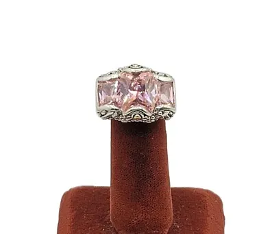 Vtg Ring Sz 7 Lg Big Pink Cubic Zirconia Medieval Statement Fashion Jewelry  • $59.99