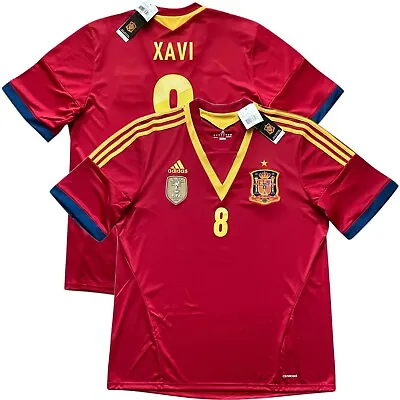 2013 Spain Home Jersey #8 Xavi Hernandez XL Adidas Soccer Confederations Cup NEW • $160