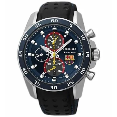 SEIKO Sportura SPC089P1  FC Barcelona 7T82 Quartz FCB Watch Chronograph Barca • $418