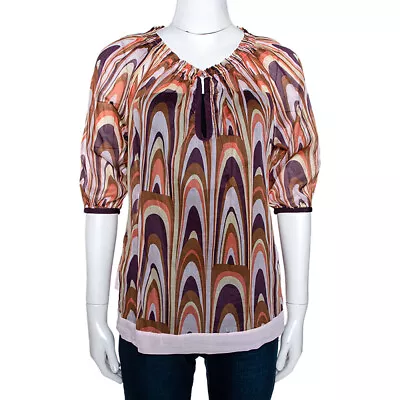 M Missoni Multicolor Printed Cotton Ruched Neckline Blouse M • $136.50