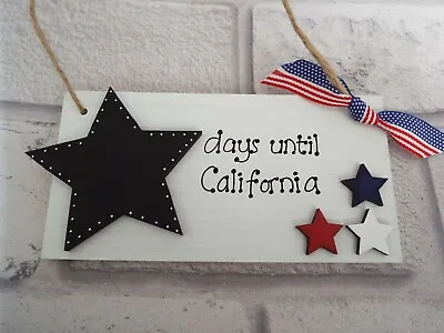 California Holiday Countdown Sign Wooden Plaque USA Chalkboard Sign • £5.99