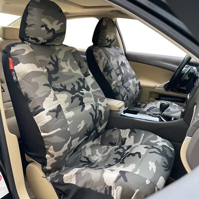 Canvas Seat Covers For Ssangyong Musso XLV Ultimate Grey Camouflage Front Set • $108.89