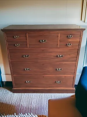 Large Edwardian Mahogany 8 Drawer Chest Of Drawers With Central Hat Box • £250