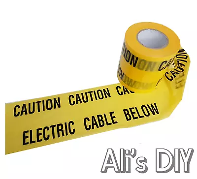 £5.19 • Buy Caution Electric Cable Below Under Ground Safety Tape Black Yellow Buried Sign