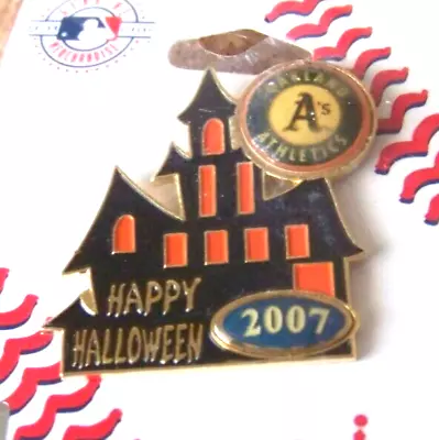 2007 Oakland Athletics A's Halloween Haunted House Lapel Pin V2 • $10