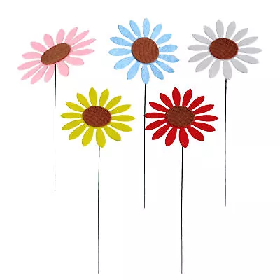 Colorful Metal Daisy Decorative Garden Stakes Flower Pot Stakes For Lawn Patio • $7.51