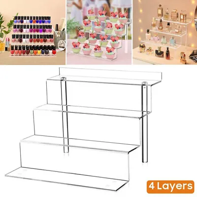 Transparent Acrylic Riser 4 Tier Removable Rack Display Shelf For Toys Figures S • £9.55