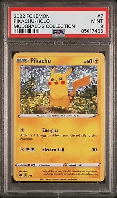 Pikachu 7/15 Match Battle 2022 Holo McDonalds Pokemon Card Psa9 • $39.99