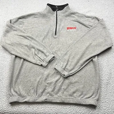 Vintage ESPN The Magazine Sweater Mens XL Gray Fleece Quarter Zip Pullover • $15.38