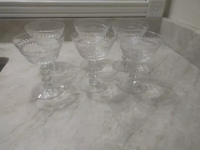 Vintage Set Of 6 Tiffin Franciscan Cut Crystal Champagne  Martini Glasses TIF-43 • $19.99