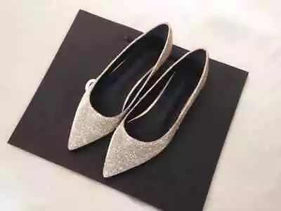2024 Pointed Flat Skirt Gold And Silver Sequin Women's Flat Shoes • $40.43