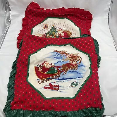$18.99 • Buy Vintage Christmas Throw Pillow Covers  Santa Winter Red Green 1980's Y2k Ruffle