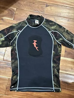 Hammerhead Spearguns Ambush Short Sleeved Green Camo Rashguard Wetsuit Size Lg • $34.99