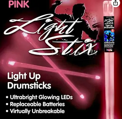 Pink LED Drum Sticks Light Up Percussion Drum Set Rock Stix Effect Zildjian 5B • $14.95