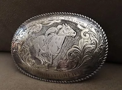 1968 Centennial Leading Quarter Horse Trainer Sterling Silver & Gold Belt Buckle • $295