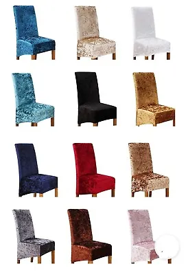 Crushed Velvet Dining Chair Covers Stretchable Christmas Slipcover Decor • £6.99