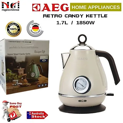 $89 • Buy Aeg 1.7l / 1850w Cordless Electric Kettle Stainless Steel Retro Classic Teapot