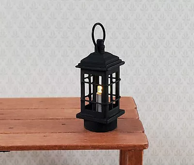 Dollhouse Black Lantern Lamp Battery Operated Miniature 1:12 Scale Metal • $19.99