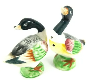 SALT And PEPPER SHAKERS Set Of Ducks Vintage Collectible S&P Red Green Black • $13.15