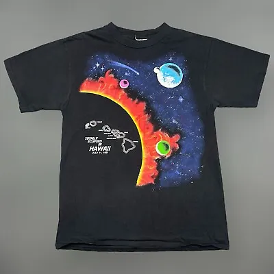Vintage 90s 1990 Hawaii Lunar Totally Eclipse Space Planets T Shirt Black Sz L • $34.99