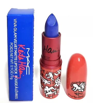 MAC Viva Glam X Keith Haring Lipstick Canal Blue Bold Blue With Micro Pearl NIB • $28