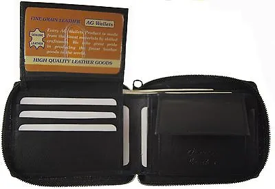 AG Wallets Zip Zipper Around Leather Coin Pocket Flip Up ID Card Holder • $14.49