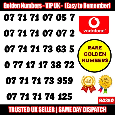 £24.95 • Buy Golden Numbers VIP UK SIM - Easy To Remember Vodafone Numbers LOT - B435D