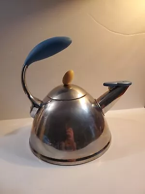 Michael Graves ALESSI Modernist Vintage 80s Teapot Kettle Stainless Steel Taiwan • $39.99