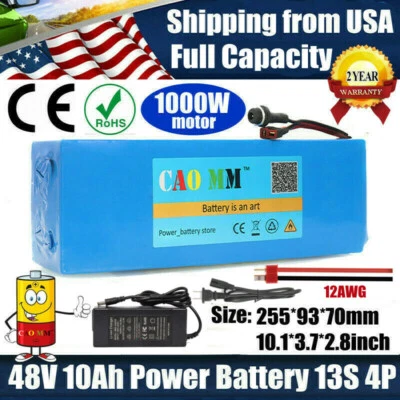 $149.99 • Buy 48V 10Ah Lithium Li-ion Battery Ebike Electric Bicycles 750W 1000W Motor Scooter