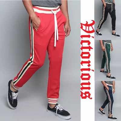 Men's G Striped Waistband Drawstring Jogger Workout Track Pants. S~5XL TR577-F1G • $14.95