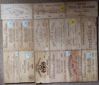 £12.99 • Buy 3x WOODEN WINE BOX END LABEL PANELS Bordeaux Claret French Margaux Pauillac 