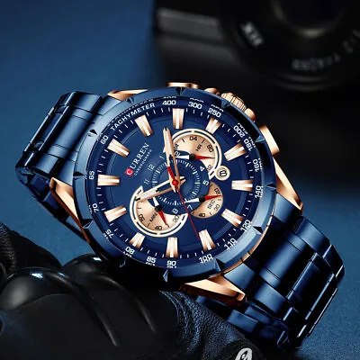 $53.98 • Buy CURREN Sport Chronograph Men's Watches Luxury Stainless Steel Quartz Luminous AU
