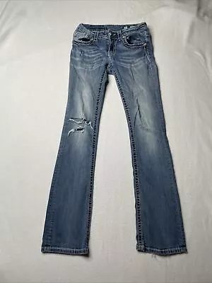 Miss Me Bootcut Jeans Womens 27 Distressed Blue Embellished • $16.71